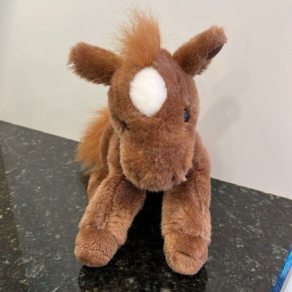 Aurora Plush Pony Brown Sitting Stuffed Animal White Star On Forehead Toy 13” - Picture 3 of 10